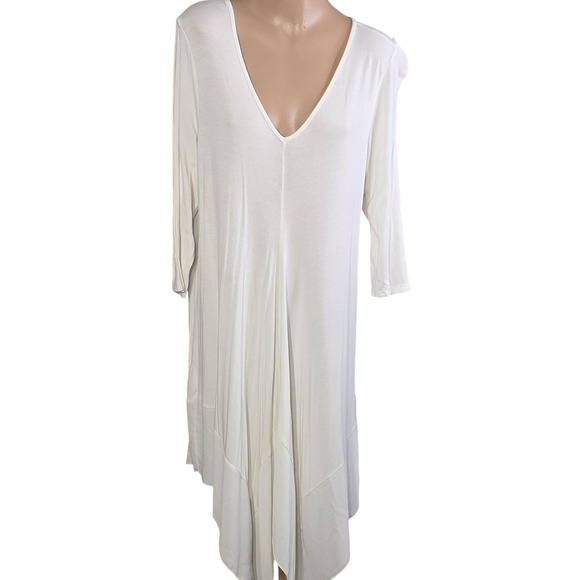 Wrangler Dress Womens XL White Long Trapeze Swing Knit 3/4 Sleeve Handkerchief - Picture 1 of 8